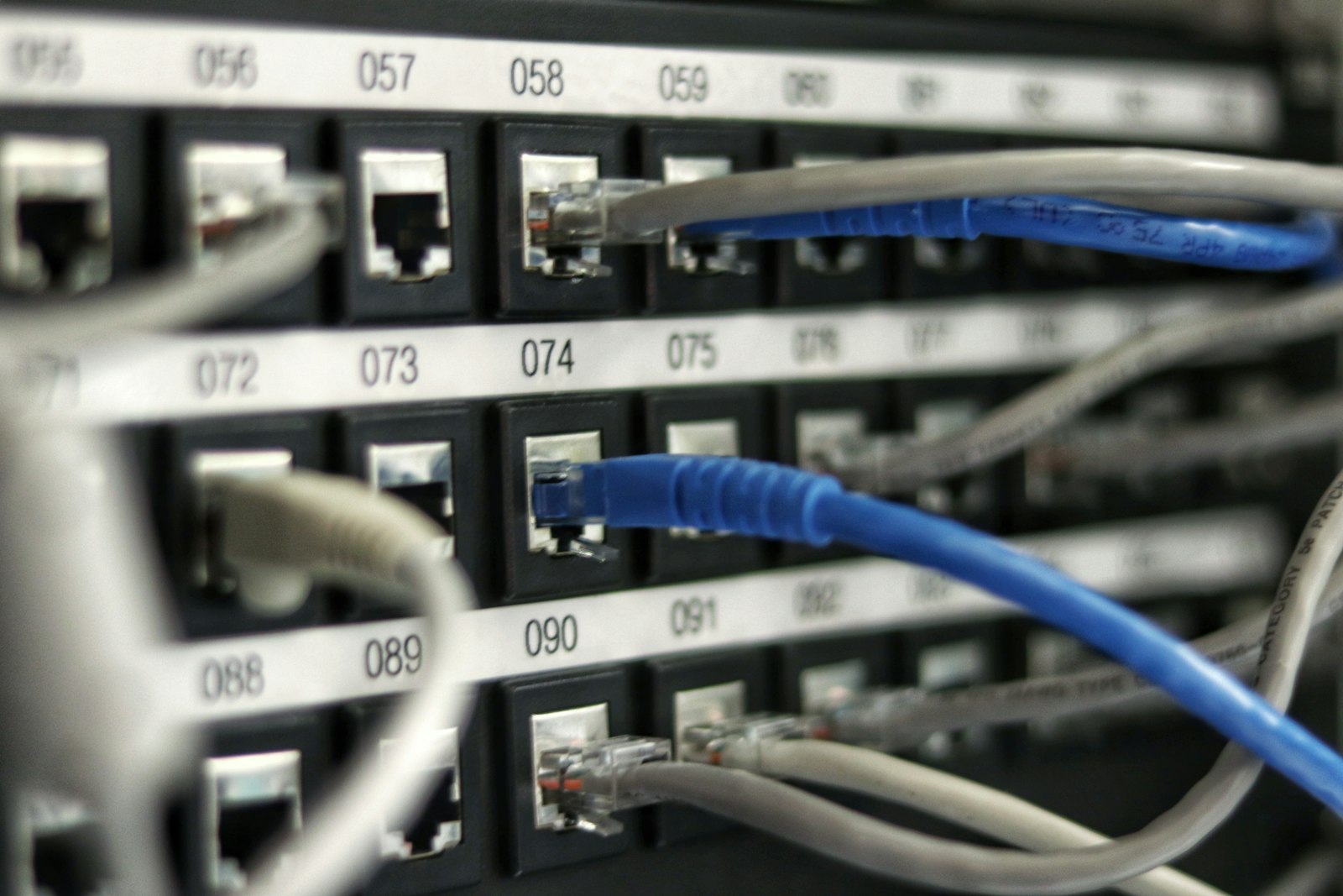 Structured data cabling, terminated and dressed.